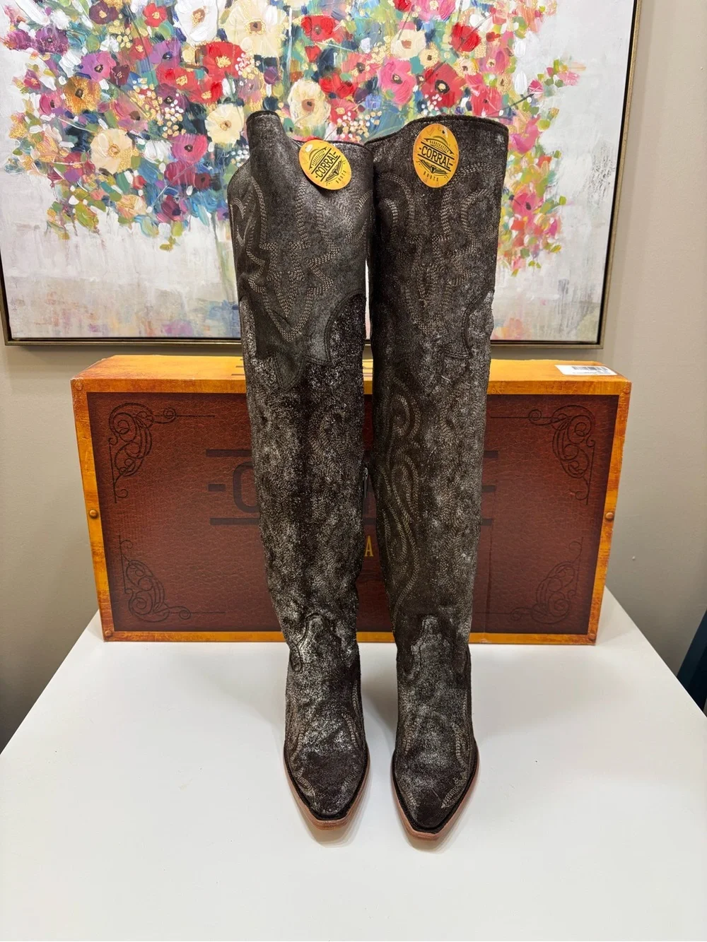✨ CORRAL BROWN-SILVER METALLIZED OVER-THE-KNEE BOOTS ✨ NWT